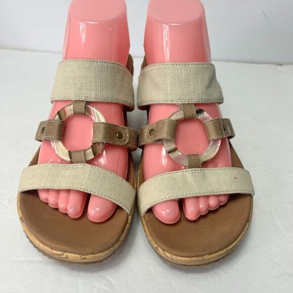 Skechers Sandals Women's 9 Tan Beige Comfort Platform Wedge Slip On Luxe Foam - Picture 8 of 14